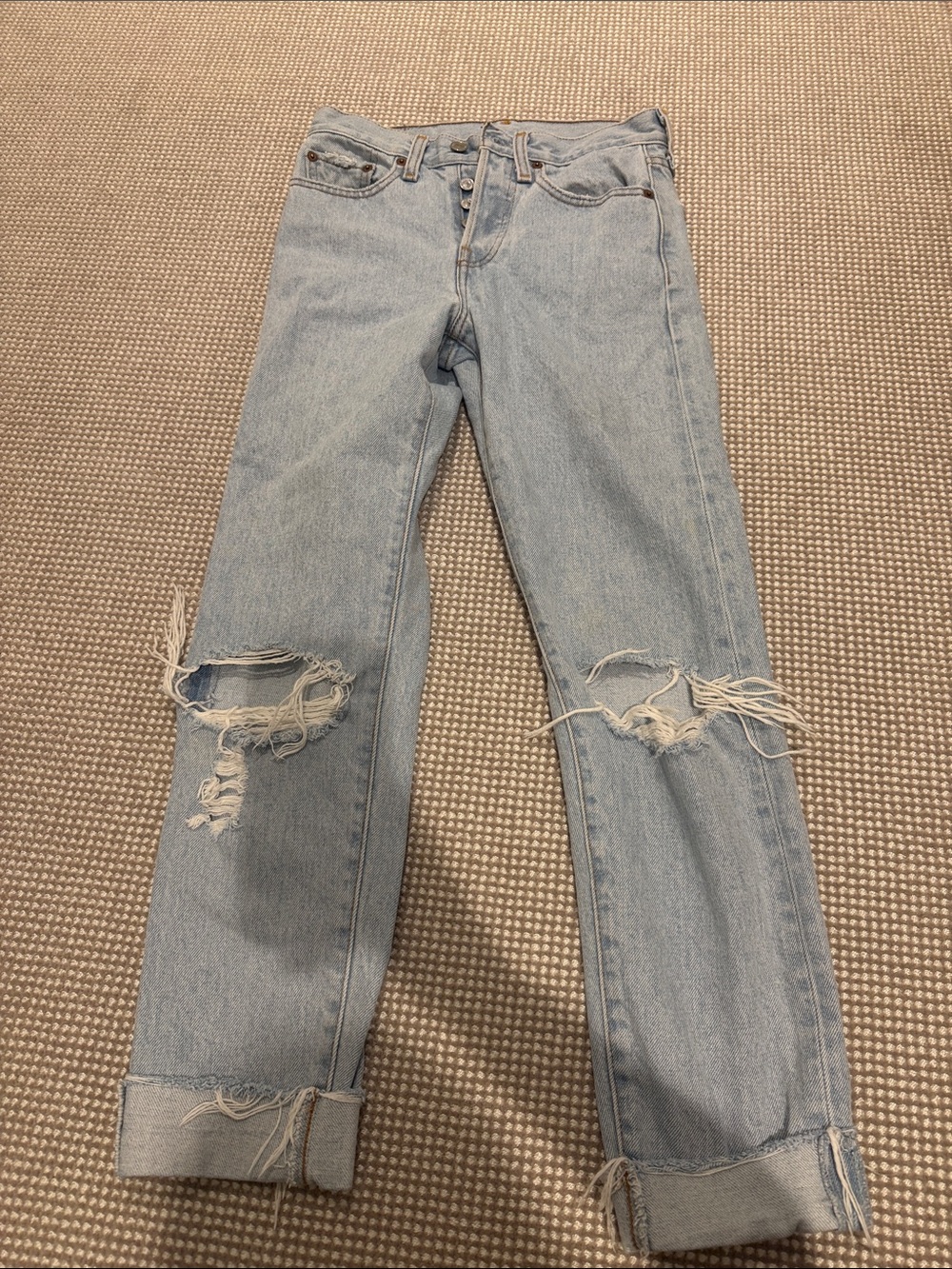Levi's Light Blue Distressed Boyfriend Jeans